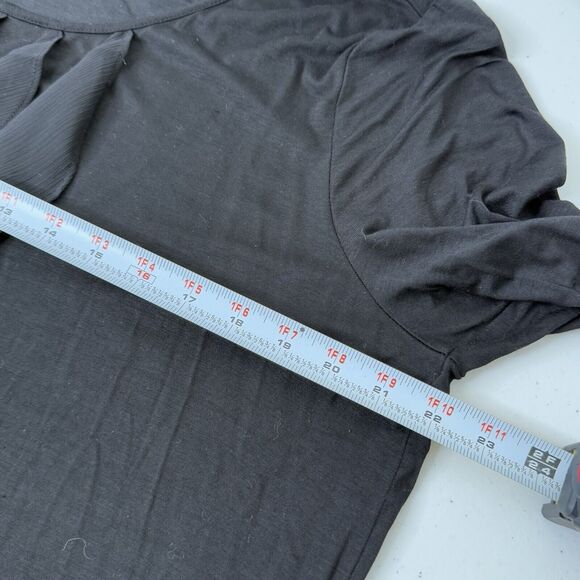 Talbots Top SZ 1X Black Lightweight Jersey Ruffle Panel Front 3/4 Sleeve Stretch - Picture 7 of 10